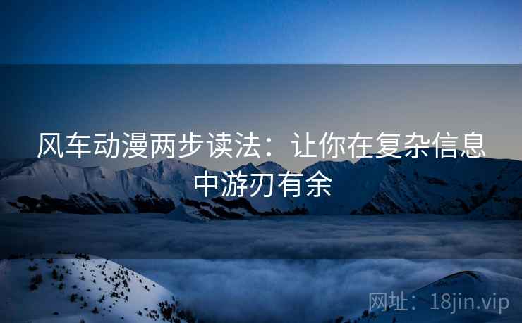 风车动漫两步读法:让你在复杂信息中游刃有余
